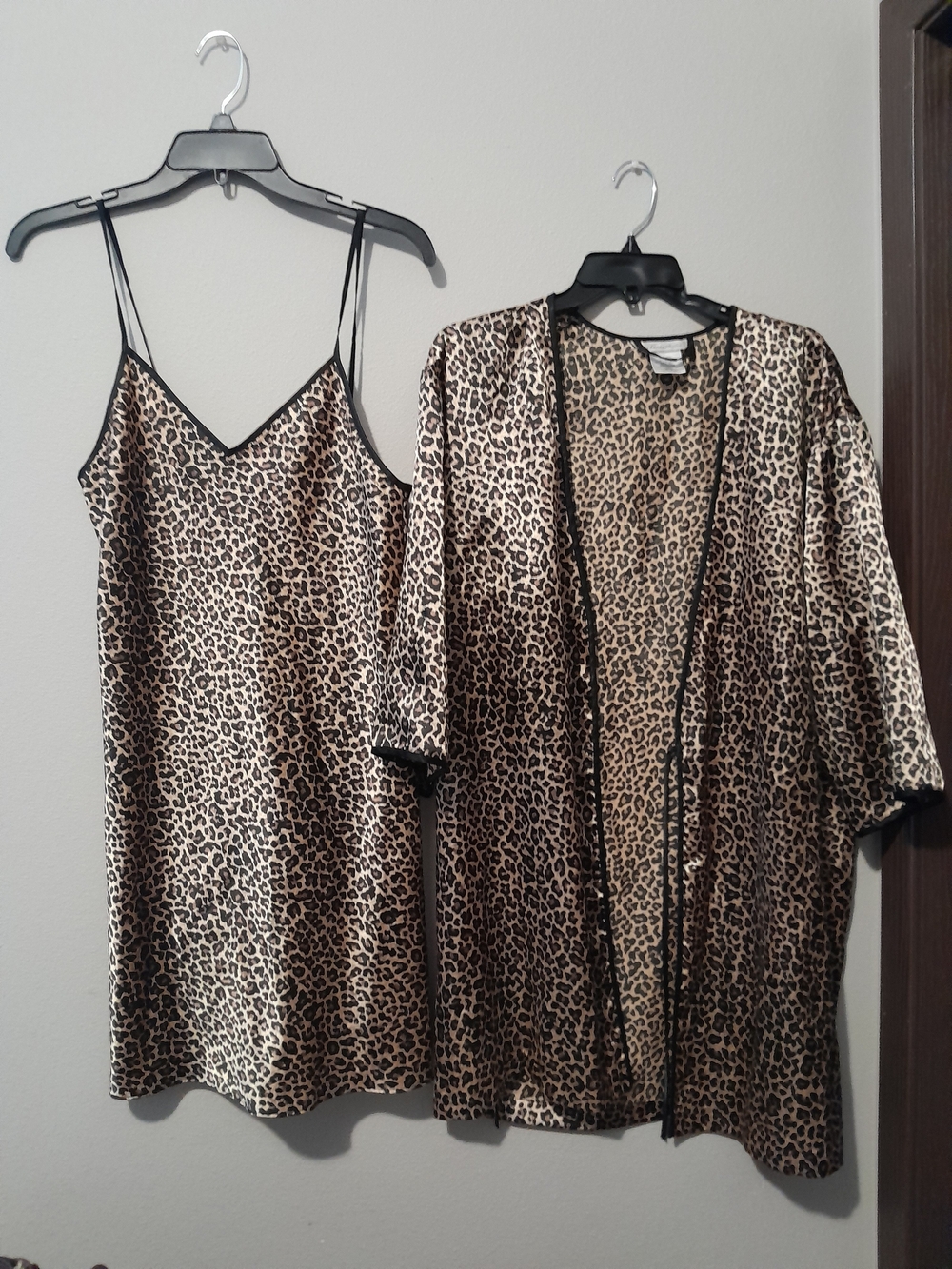 Secret Treasures Leopard Print Satin Slip with Black Trim